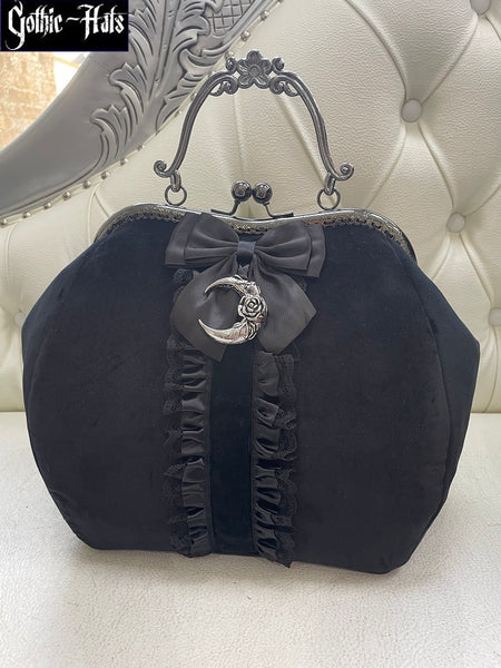 Black Velvet Bag L ~ Moon
