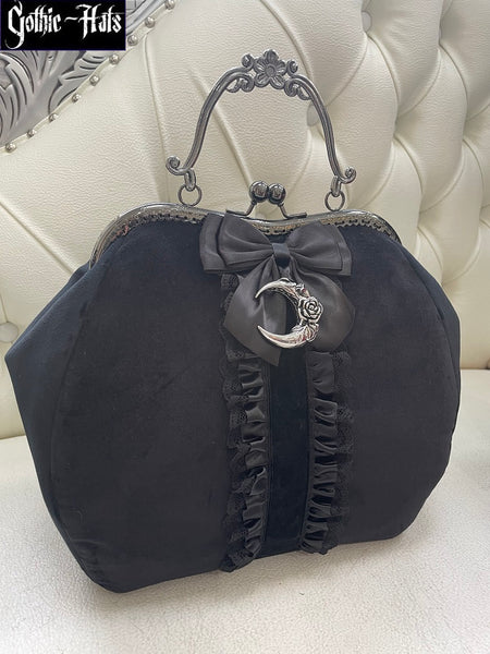 Black Velvet Bag L ~ Moon