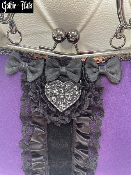 Purple Satin Bag L ~ Cats