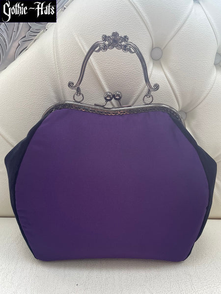 Purple Satin Bag L ~ Cats