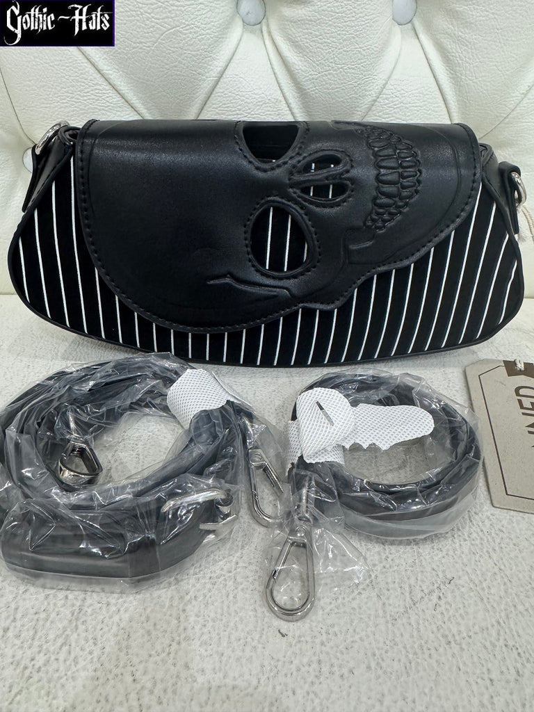 Core Pinstripe Skull Bag - Banned