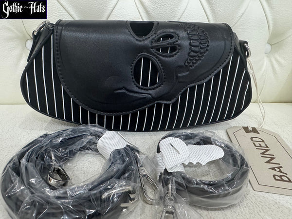 Core Pinstripe Skull Bag - Banned