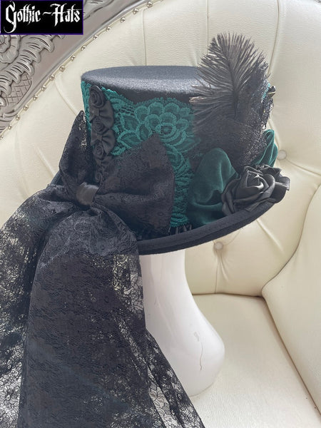 Green Velvet Top Hat 58cm