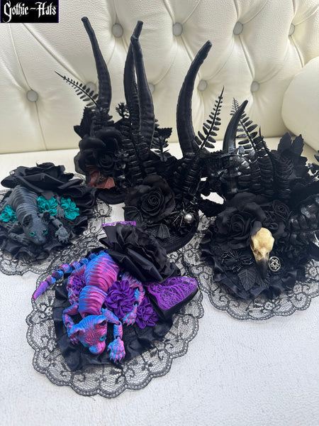 Spider n Bat Fascinator blk