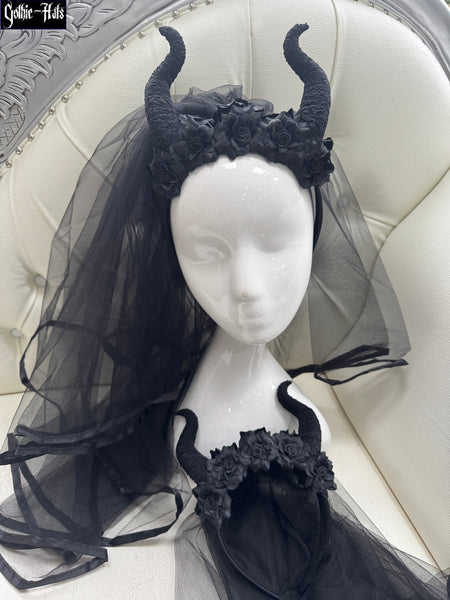 Maleficent Horns Headdress with Veil