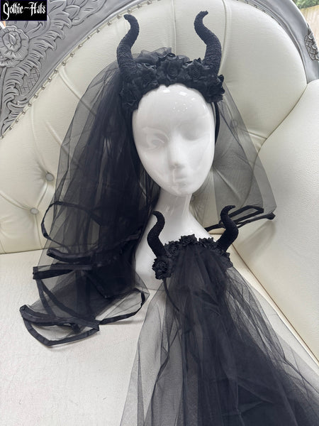 Maleficent Horns Headdress with Veil