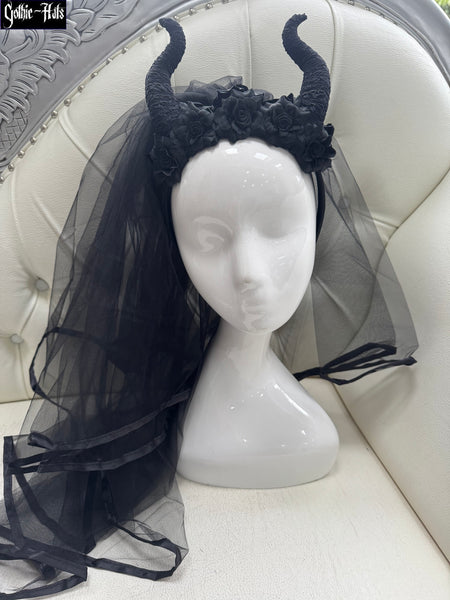 Maleficent Horns Headdress with Veil