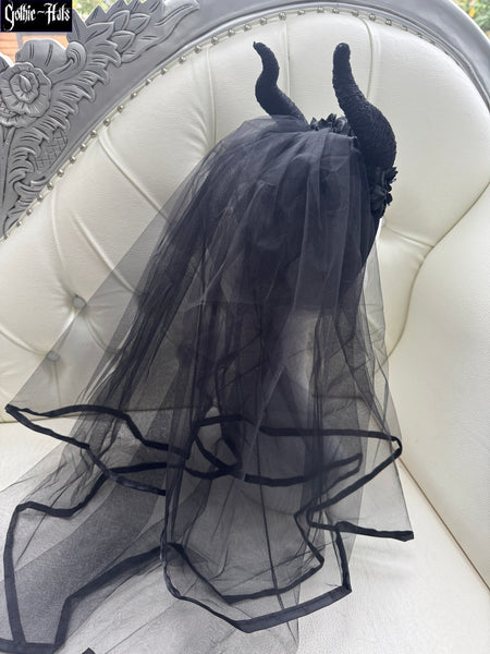 Maleficent Horns Headdress with Veil