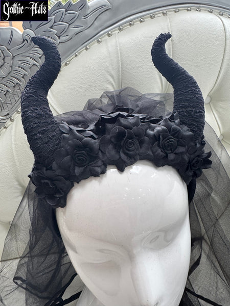 Maleficent Horns Headdress with Veil