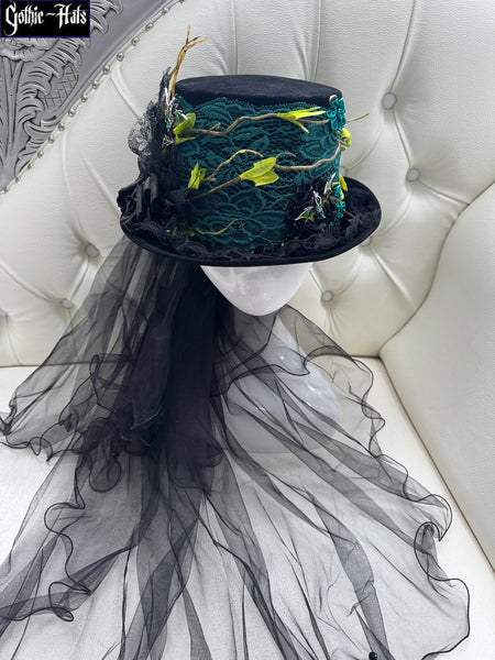 Velour Green Lace Hat