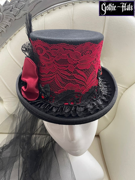 Red Lace Top Hat 54cm
