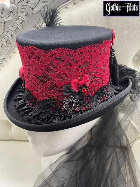 Red Lace Top Hat 54cm