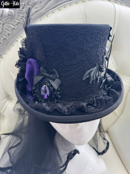 Bats Prp Velvet Top Hat 56cm