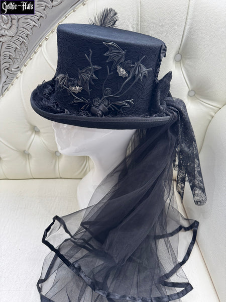 Bats Prp Velvet Top Hat 56cm