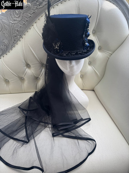 Navy Butterfly Top Hat 56cm