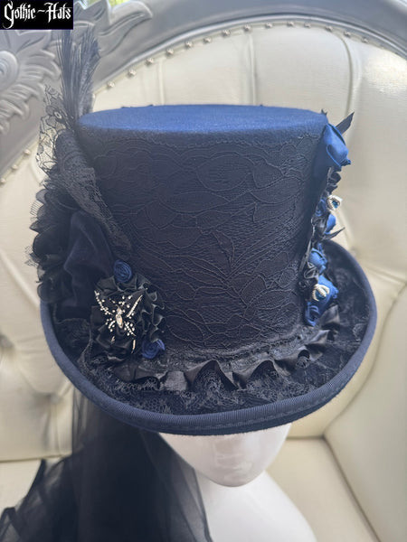Navy Butterfly Top Hat 56cm