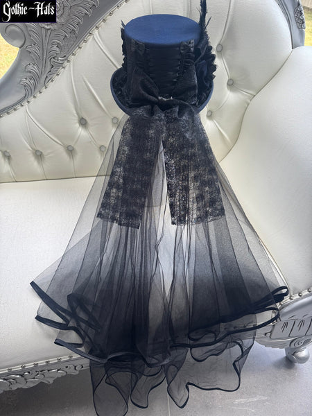 Navy Butterfly Top Hat 56cm