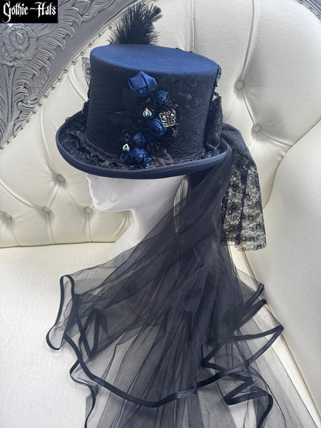 Navy Butterfly Top Hat 56cm