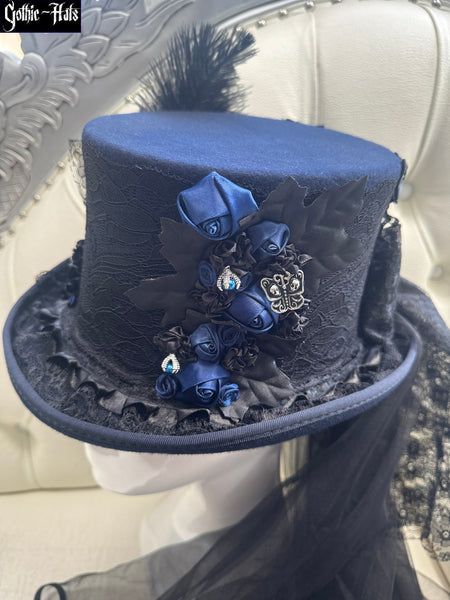 Navy Butterfly Top Hat 56cm