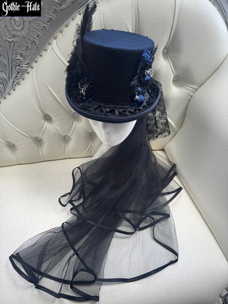 Navy Butterfly Top Hat 56cm