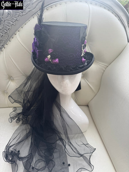 Purple Lace Top Hat 55cm