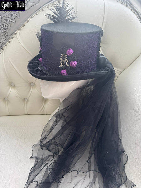 Purple Lace Top Hat 55cm