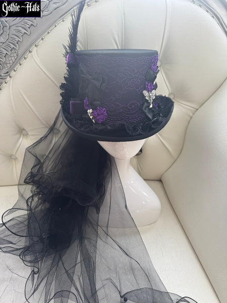 Purple Lace Top Hat 58cm