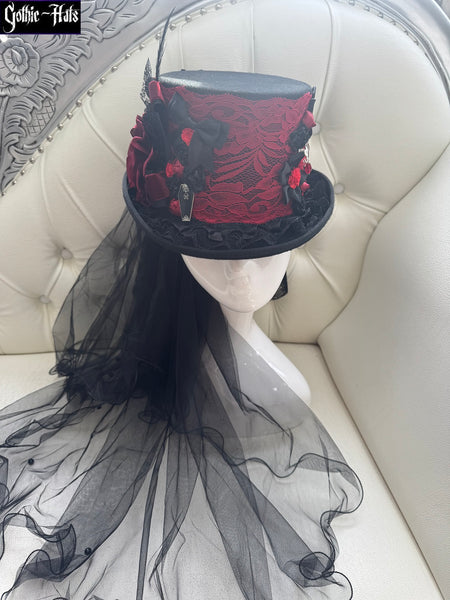 Red Lace Top Hat 55cm