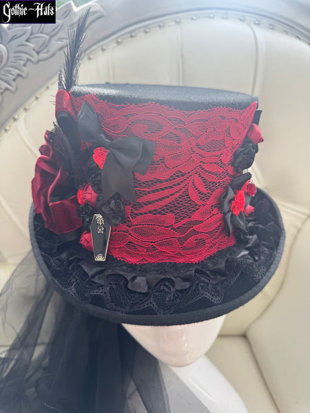 Red Lace Top Hat 55cm