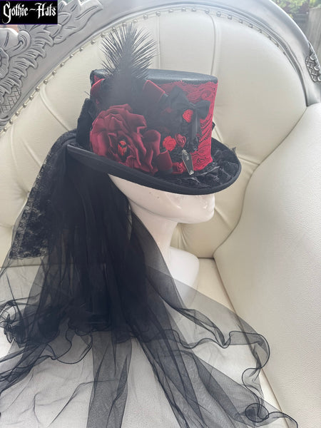 Red Lace Top Hat 55cm