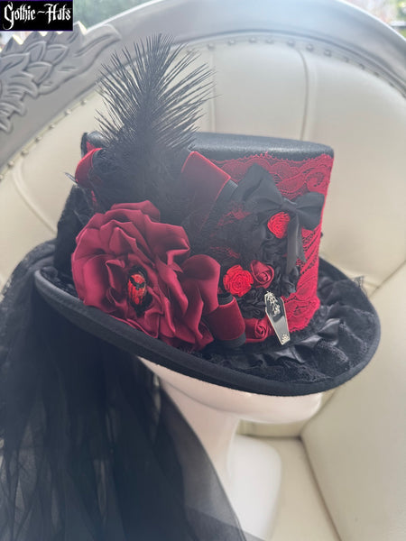 Red Lace Top Hat 55cm