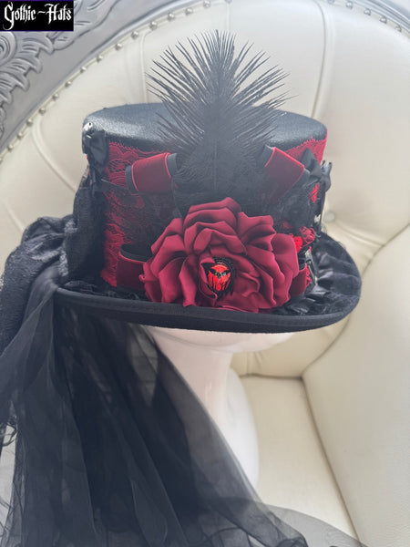 Red Lace Top Hat 55cm