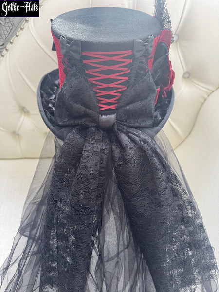 Red Lace Top Hat 55cm