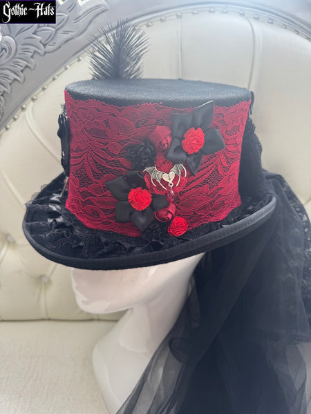 Red Lace Top Hat 55cm