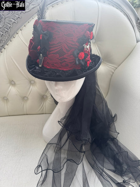 Red Lace Top Hat 55cm