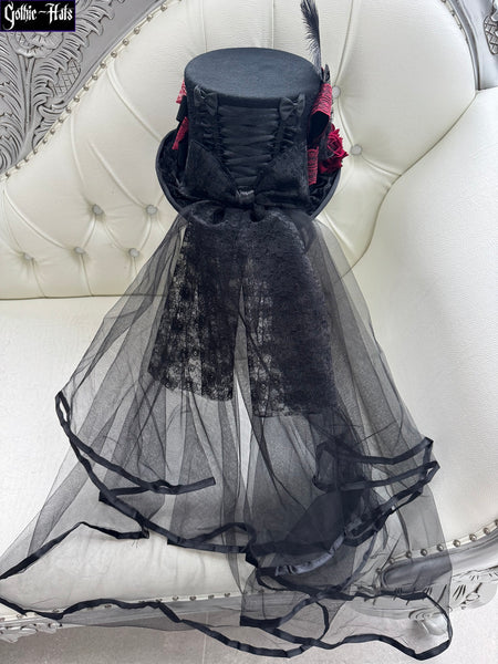 Red Roses n Bats Top Hat 55cm