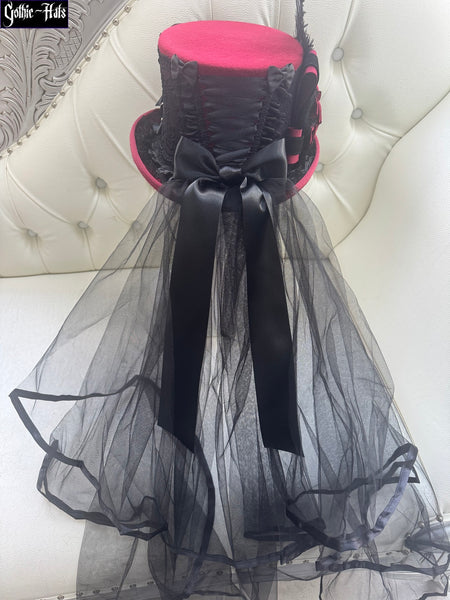 Dark Red Butterfly Top Hat 56cm