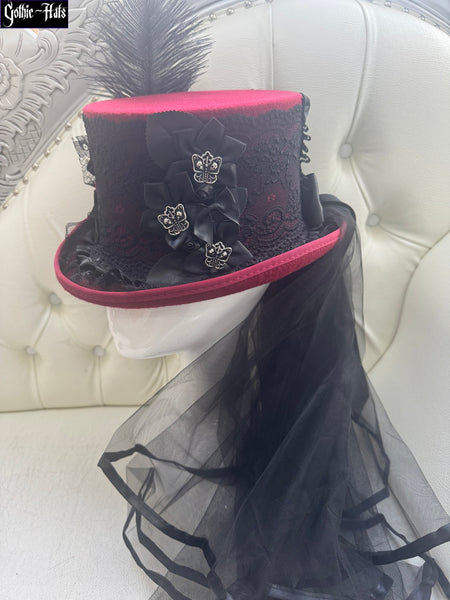Dark Red Butterfly Top Hat 56cm