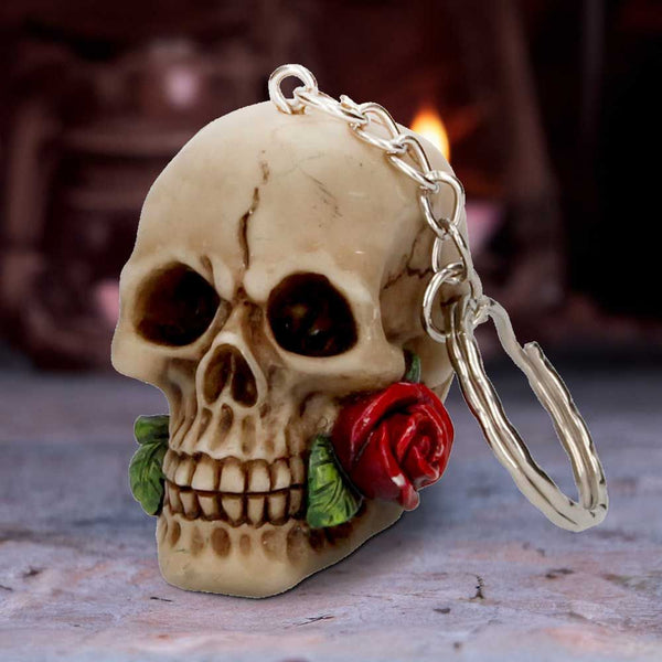 Rose From The Dead Skull Keyring