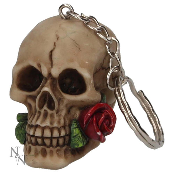 Rose From The Dead Skull Keyring