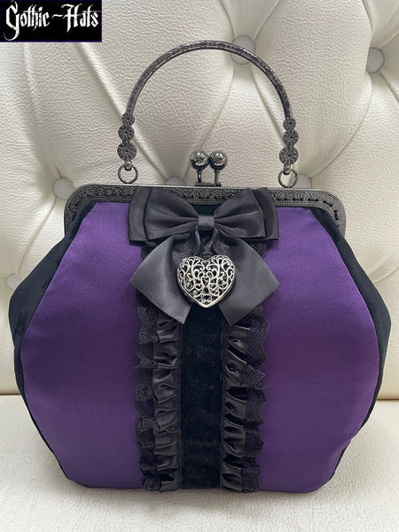 Purple Satin Bag M ~ Heart