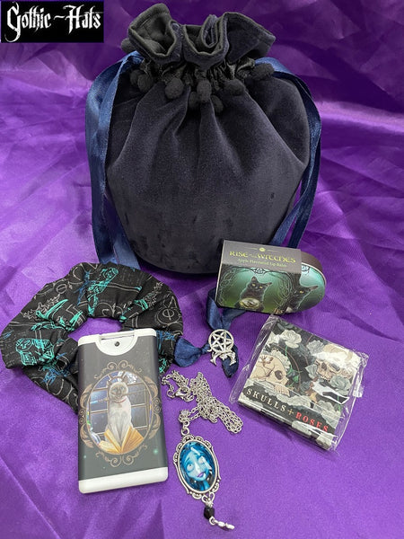 Blue Velvet Drawstring Gift Bag